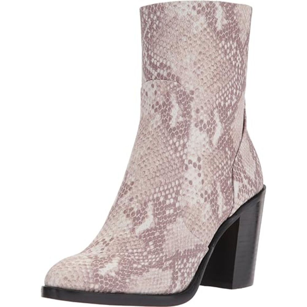 Dolce Vita Samie Snakeskin Ankle Leather Bootie in Taupe Size 7
